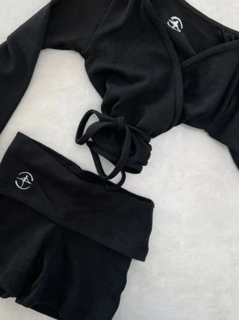 Børn Dansebutikken Overdele Piger|Ballet Toppe Børn-Wearmoi sort slå om overdel børn ballet/gymnastik